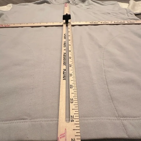 Outdoor Voices Womens Soft Cotton Gray Cream Hoodie Size M Color Block Oversized - Picture 15 of 15